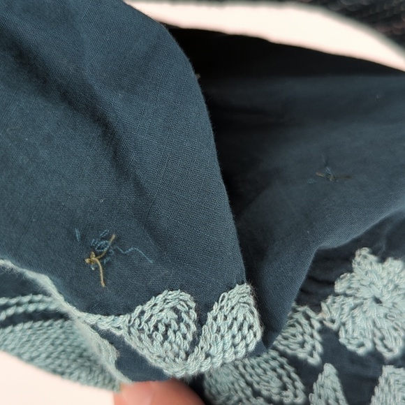 By Anthropologie Smock Balloon Sleeve Top Turquoise XS bohemian boho chic - Picture 8 of 8